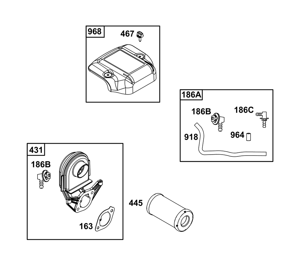 Air Cleaner Group Diagram and Parts List for 44N677-0064-B5 400000 - 699999 Briggs and Stratton Engine